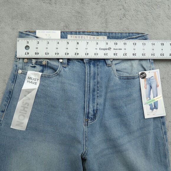 TinselTown Jeans Women's 7 High-Rise Baggy Straight 32.5" Inseam Distressed NWT - Picture 14 of 15